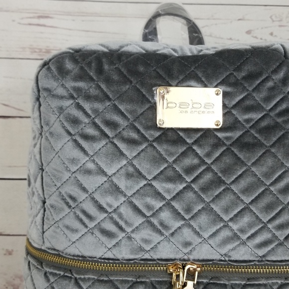 🌹Sale🌹Bebe Danielle Velvet Grey Backpack - Picture 2 of 3